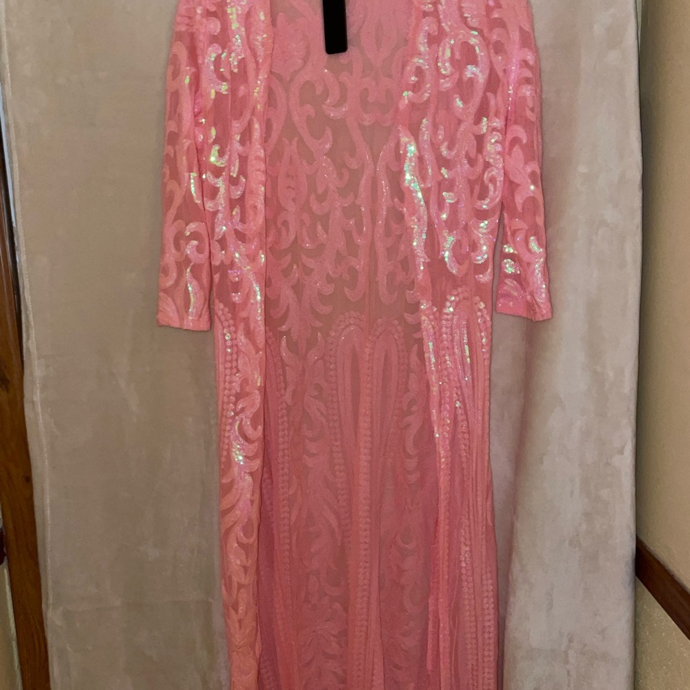 Lucky & Blessed coral Mesh Fabric